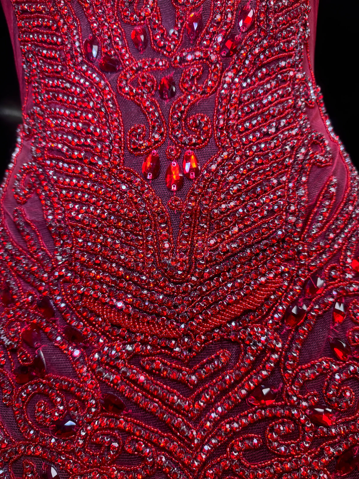 Red Rhinestone Bodice Applique