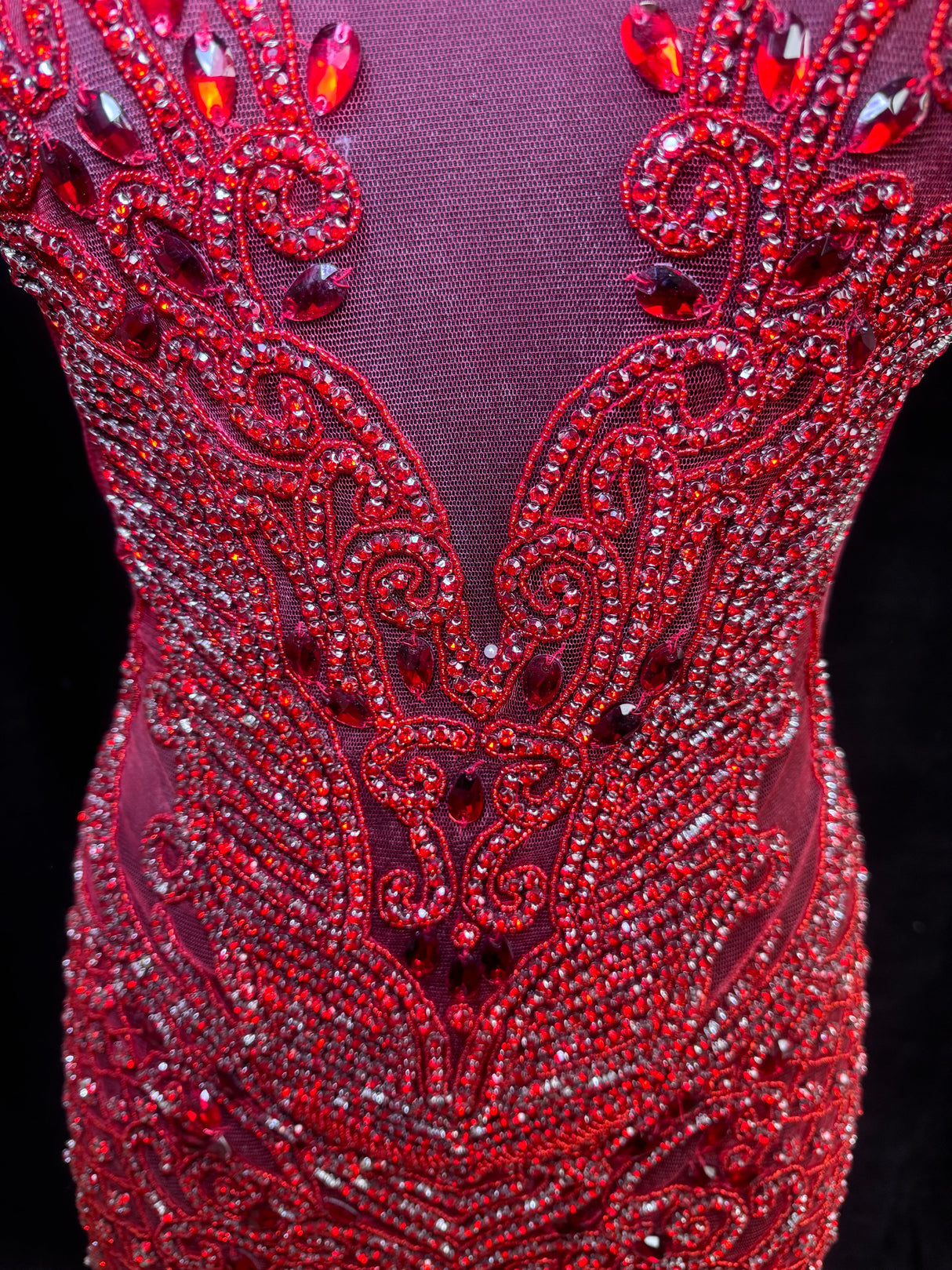 Red Rhinestone Bodice Applique