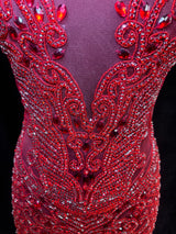 Red Rhinestone Bodice Applique