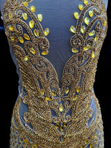 Gold Rhinestone Bodice Applique