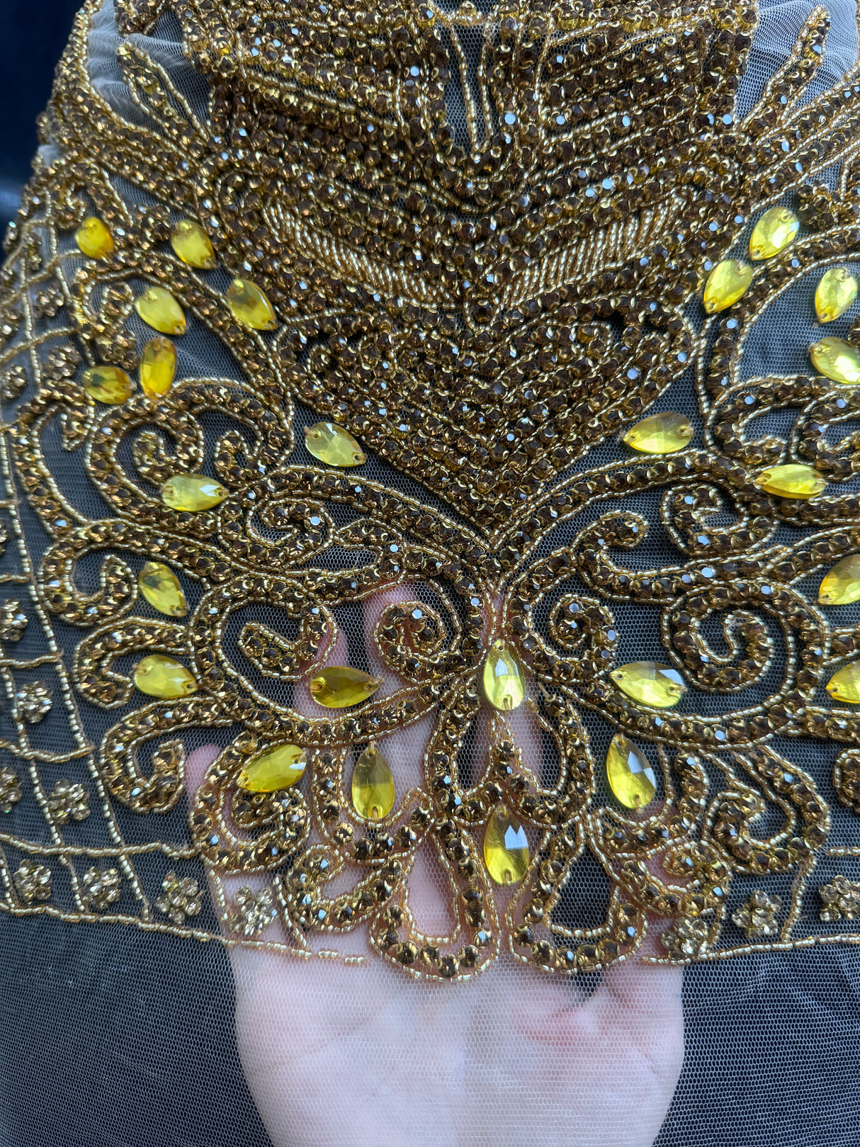 Gold Rhinestone Bodice Applique