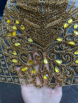 Gold Rhinestone Bodice Applique