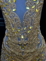 Gold Rhinestone Bodice Applique