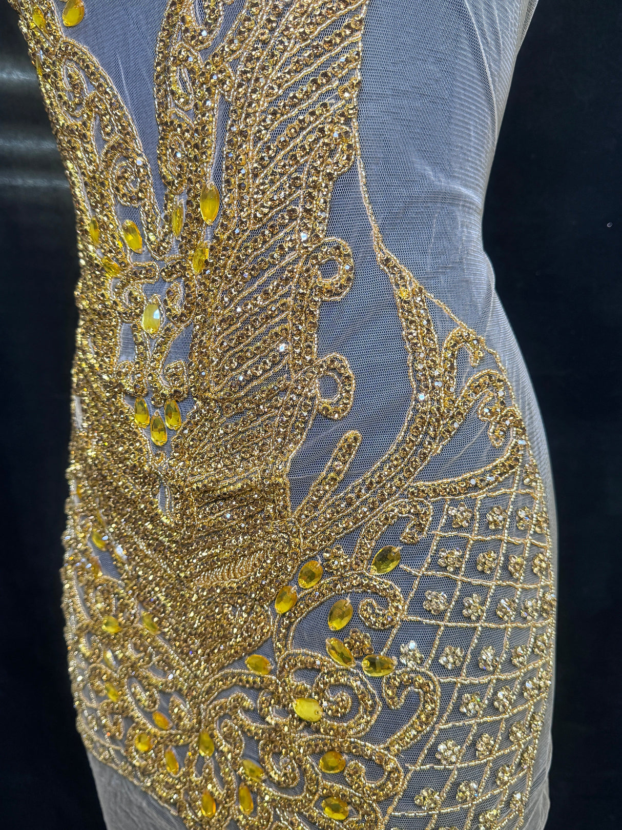 Gold Rhinestone Bodice Applique