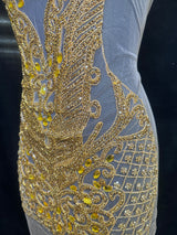 Gold Rhinestone Bodice Applique