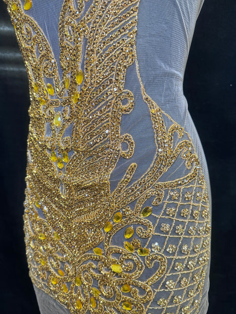 Gold Rhinestone Bodice Applique