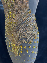 Gold Rhinestone Bodice Applique