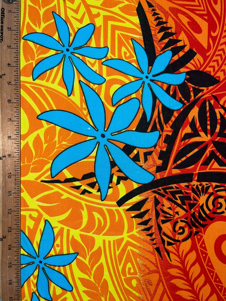 Cotton Fabric Tiare Traditional Tattoo Gradient