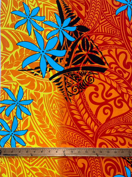 Cotton Fabric Tiare Traditional Tattoo Gradient