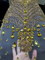 Gold Rhinestone Bodice Applique