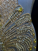Gold Rhinestone Bodice Applique