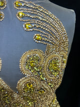 Gold Rhinestone Bodice Applique