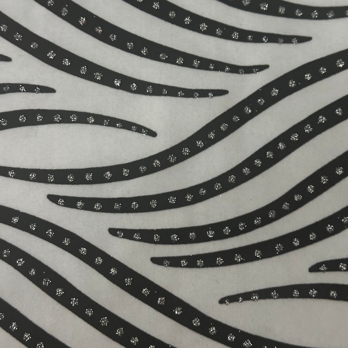 Nylon Spandex Zebra Flocked Glitter Fabric