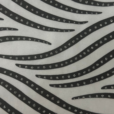 Nylon Spandex Zebra Flocked Glitter Fabric
