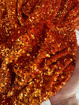 Stretch Sequin on Velvet Burnt Orange