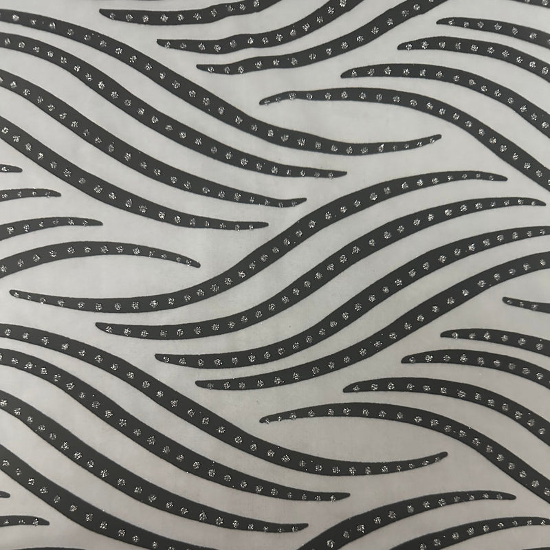 Nylon Spandex Zebra Flocked Glitter Fabric