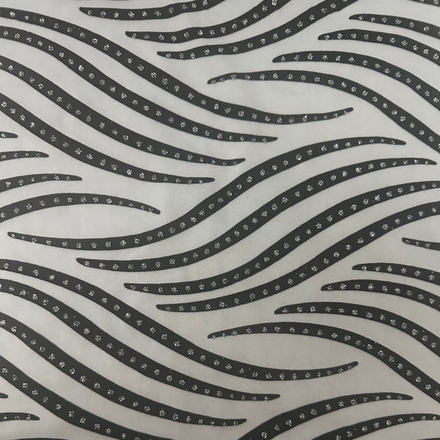 Nylon Spandex Zebra Flocked Glitter Fabric