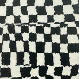 Polyester Spandex Tricot Fabric Black White Checkered 60"