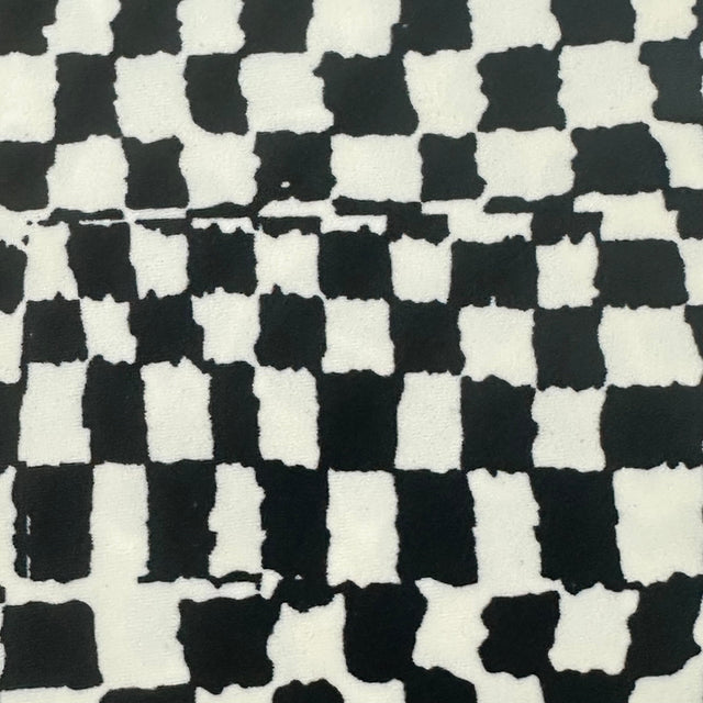 Polyester Spandex Tricot Fabric Black White Checkered 60"