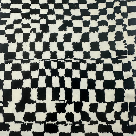 Polyester Spandex Tricot Fabric Black White Checkered 60"