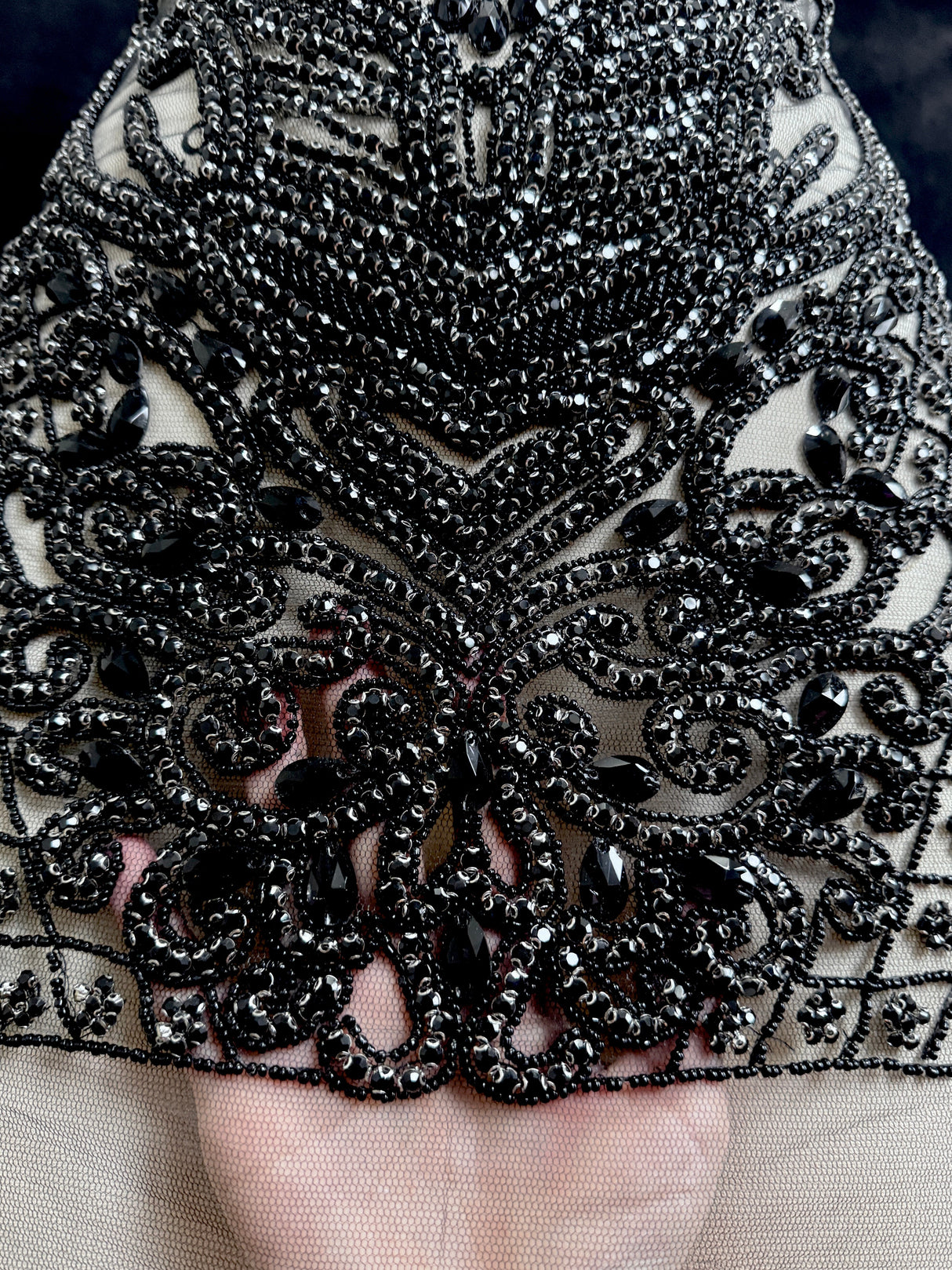 Black Rhinestone Bodice Applique