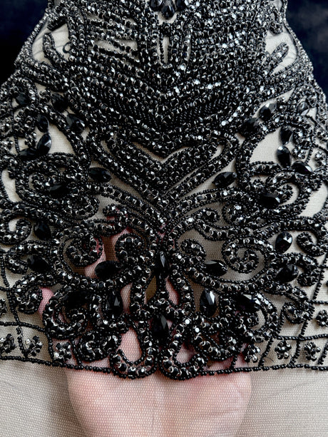 Black Rhinestone Bodice Applique