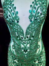 Emerald Green Rhinestone Bodice Applique