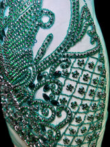 Emerald Green Rhinestone Bodice Applique