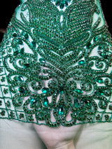 Emerald Green Rhinestone Bodice Applique