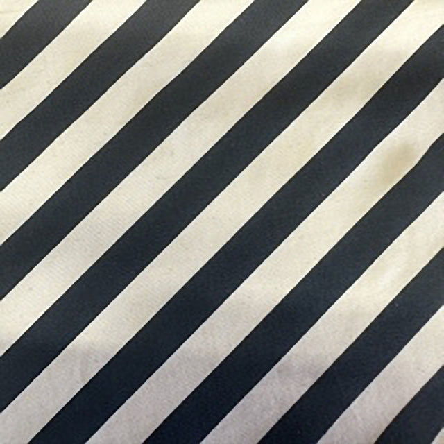 Polyester Spandex Fabric 4-Way Stretch Diagonal Stripe Offwhite Navy 60"