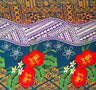 Peachskin Polyester Fabric Tapa Tribal Tattoo Hibiscus Plumeria