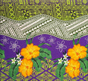 Peachskin Polyester Fabric Tapa Tribal Tattoo Hibiscus Plumeria