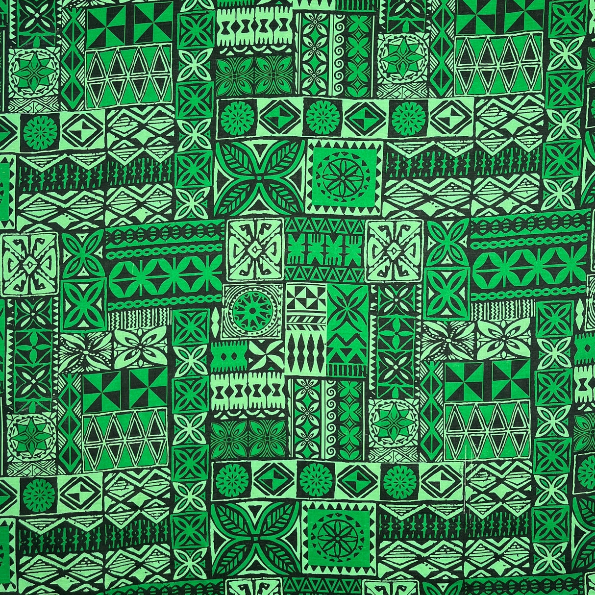 Polynesian Tapa Light Barkcloth Cotton Fabric - Blue Green, 45" Width (1 Yard)