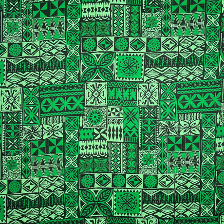 Polynesian Tapa Light Barkcloth Cotton Fabric - Blue Green, 45" Width (1 Yard)