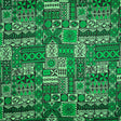 Polynesian Tapa Light Barkcloth Cotton Fabric - Blue Green, Charcoal, Rusty Orange, Green, 45" Width (1 Yard)