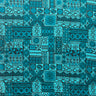 Polynesian Tapa Light Barkcloth Cotton Fabric - Blue Green, Charcoal, Rusty Orange, Green, 45" Width (1 Yard)
