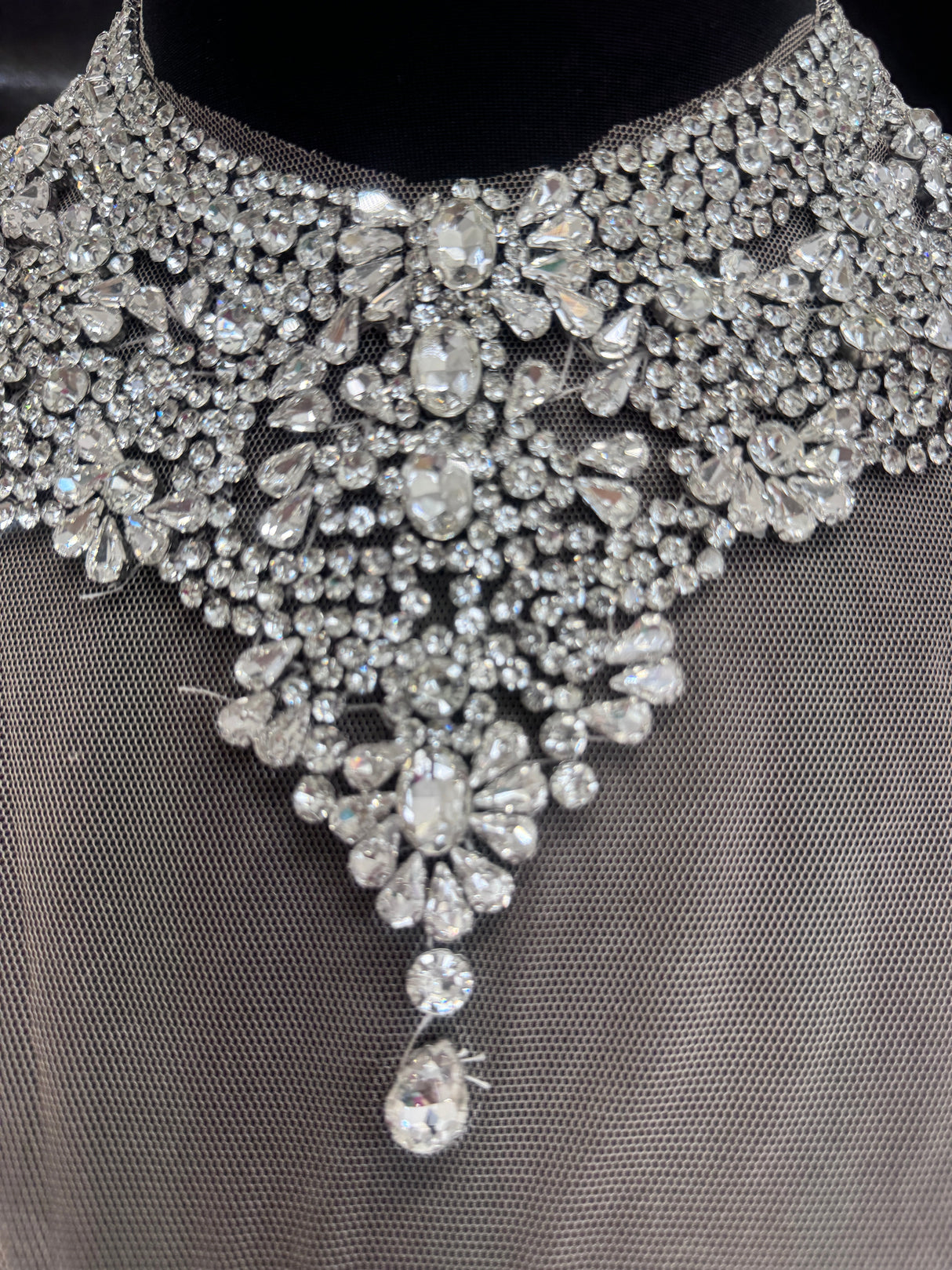Silver Rhinestone Necklace Applique