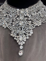 Silver Rhinestone Necklace Applique