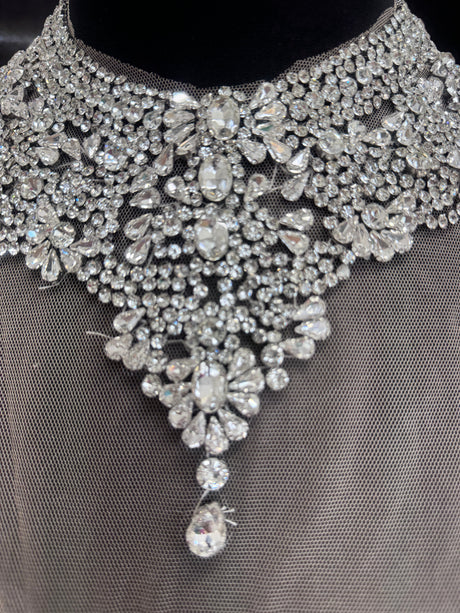 Silver Rhinestone Necklace Applique