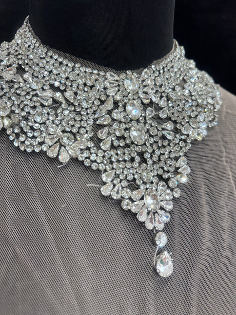 Silver Rhinestone Necklace Applique