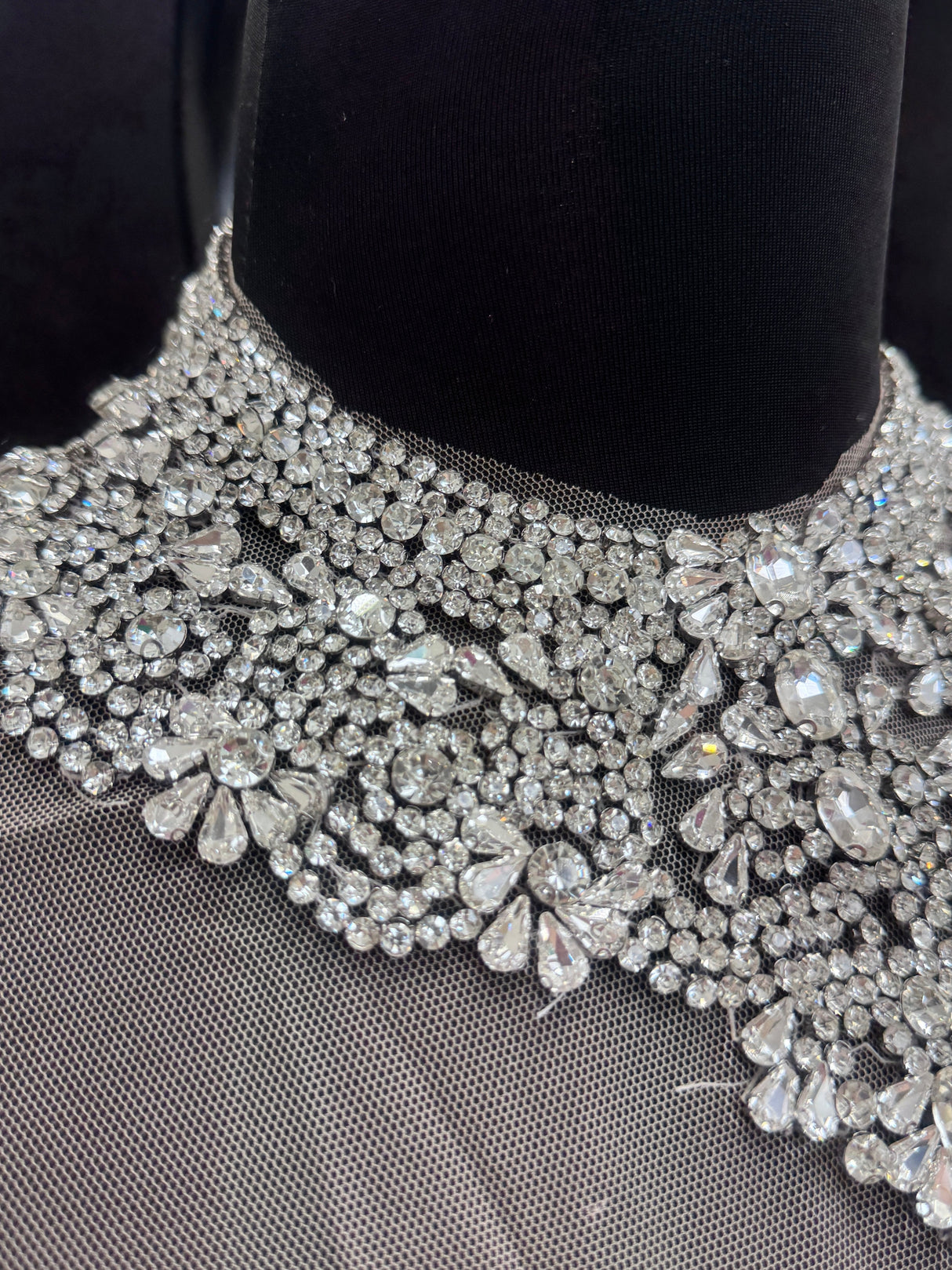 Silver Rhinestone Necklace Applique