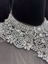Silver Rhinestone Necklace Applique