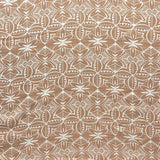 Traditional Polynesian Geometric Design Light Barkcloth Fabric - Beige And White, 45" Width (1 Yard)