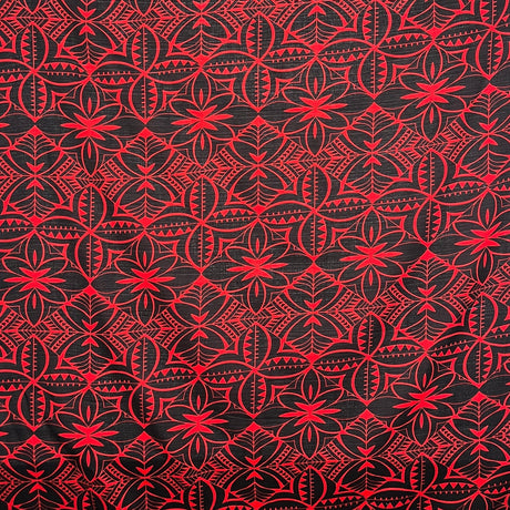 Traditional Polynesian Geometric Design Light Barkcloth Fabric - Beige & White, 45" Width (1 Yard)