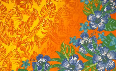 Tropical Garden Sarong Polyester Fabric - Tropical Floral Leaf Print, 72" L x 45" W (1 Sarong)