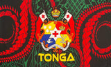Traditional Tattoo Kingdom Of Tonga Seal Polyester Fabric - Purple, Black, Hunter Green, Brown, Navy Blue, 68" L x 44" W (1 Piece)