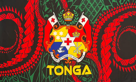Traditional Tattoo Kingdom Of Tonga Seal Polyester Fabric - Purple, Black, Hunter Green, Brown, Navy Blue, 68" L X 44" W (1 Piece)