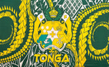 Traditional Tattoo Kingdom Of Tonga Seal Polyester Fabric - Purple, Black, Hunter Green, Brown, Navy Blue, 68" L X 44" W (1 Piece)