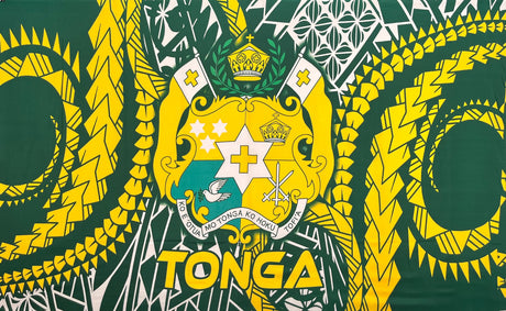 Traditional Tattoo Kingdom Of Tonga Seal Polyester Fabric - Purple, Black, Hunter Green, Brown, Navy Blue, 68" L X 44" W (1 Piece)
