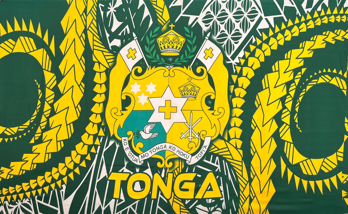 Traditional Tattoo Kingdom Of Tonga Seal Polyester Fabric - Purple, Black, Hunter Green, Brown, Navy Blue, 68" L x 44" W (1 Piece)